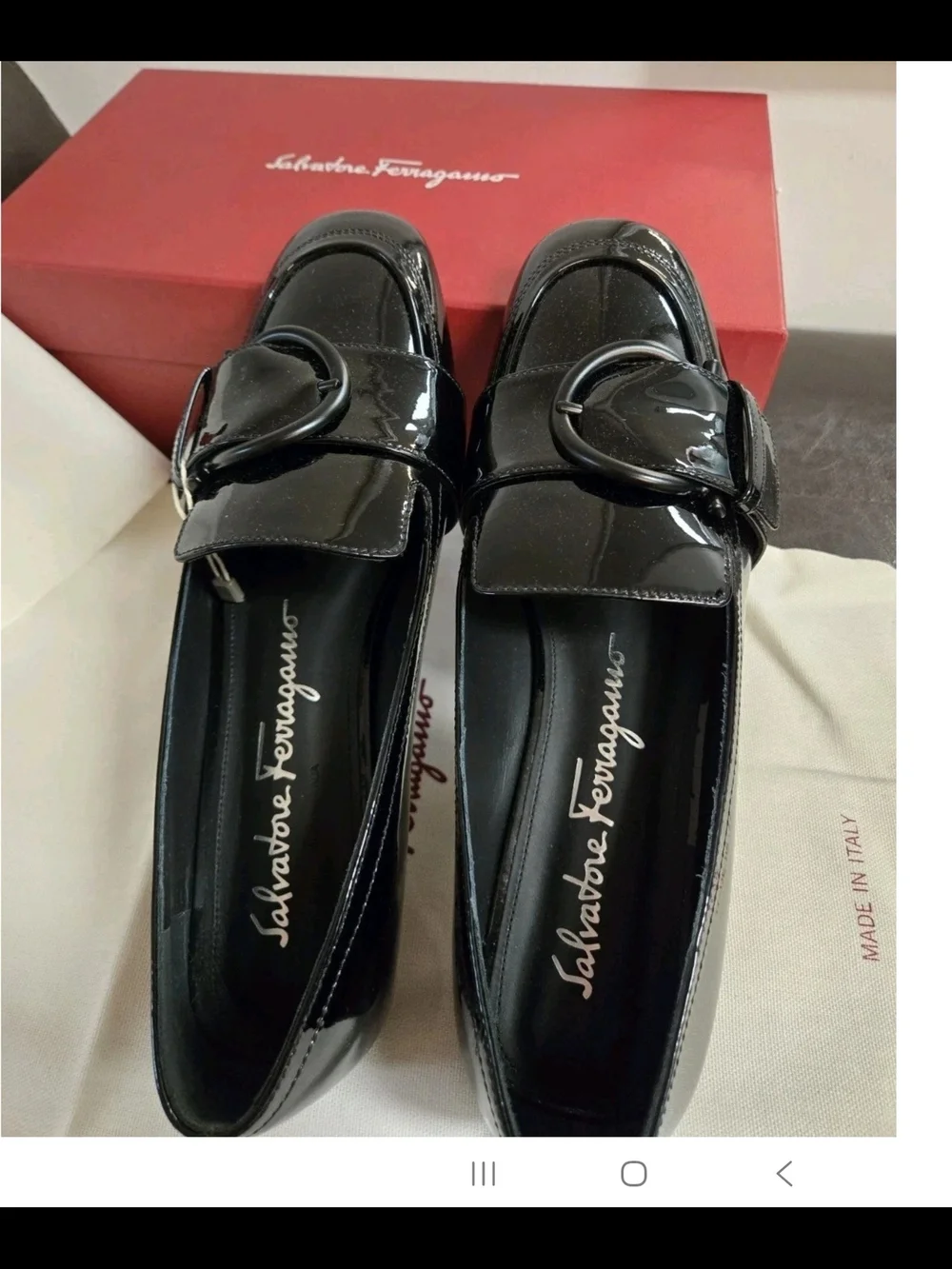 Salvatore Ferragamo Women's Black BONNIE LOAFERS Patent Shiny LEATHER SIZE 8.5 C